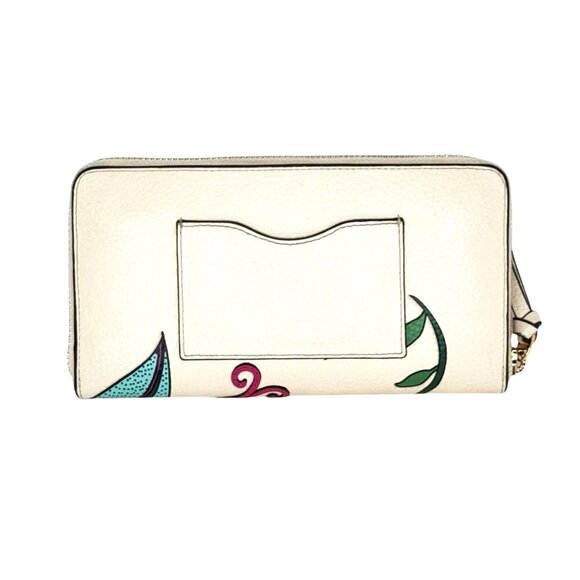 Tory Burch Thea Applique Continental Leather Wallet White Floral Zip Purse NEW - Picture 7 of 9